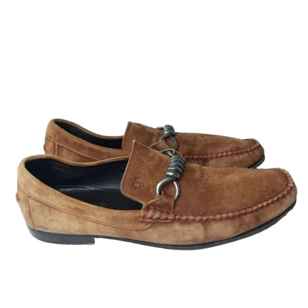 Vintage Donald J Pliner Danit Suede Loafers Men's Size 9.5 M Tan Retail $250
